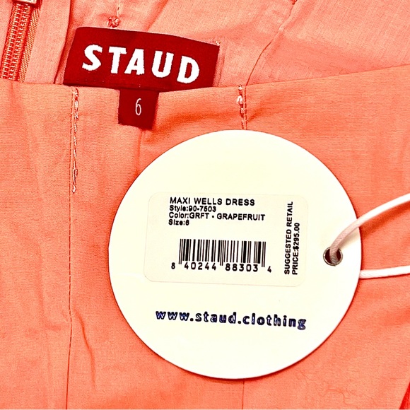 NWT Staud Wells Maxi Dress Grapefruit - Picture 16 of 16